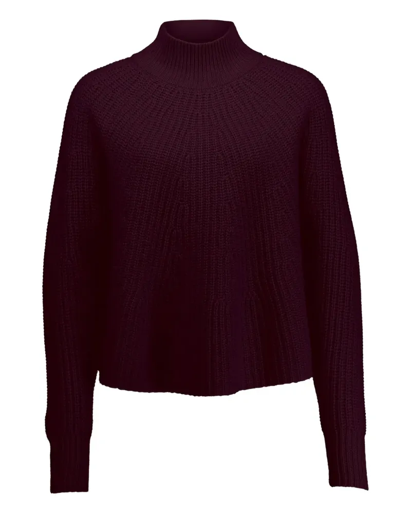 ALLUDE Gerippter Pullover mit Stehkragen - Rot Rot