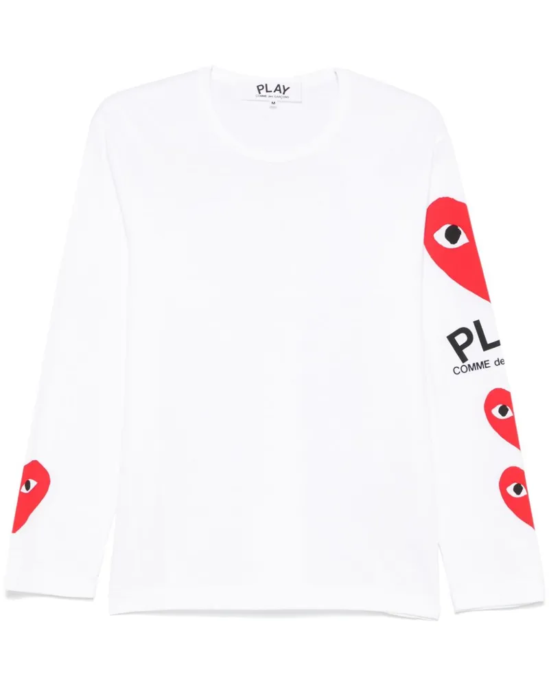 Comme des Garçons Langarmshirt mit Herz-Print - Weiß Weiß