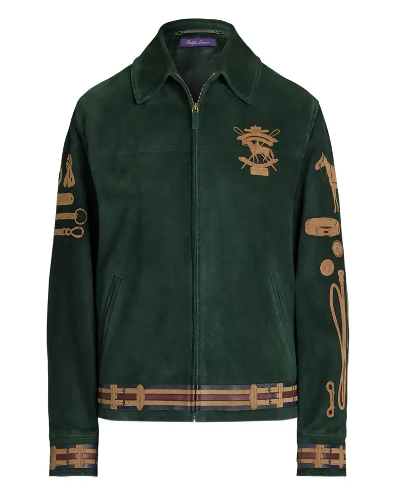Ralph Lauren Jessa Wildlederjacke mit Reitsport-Motiv - Grün Grün