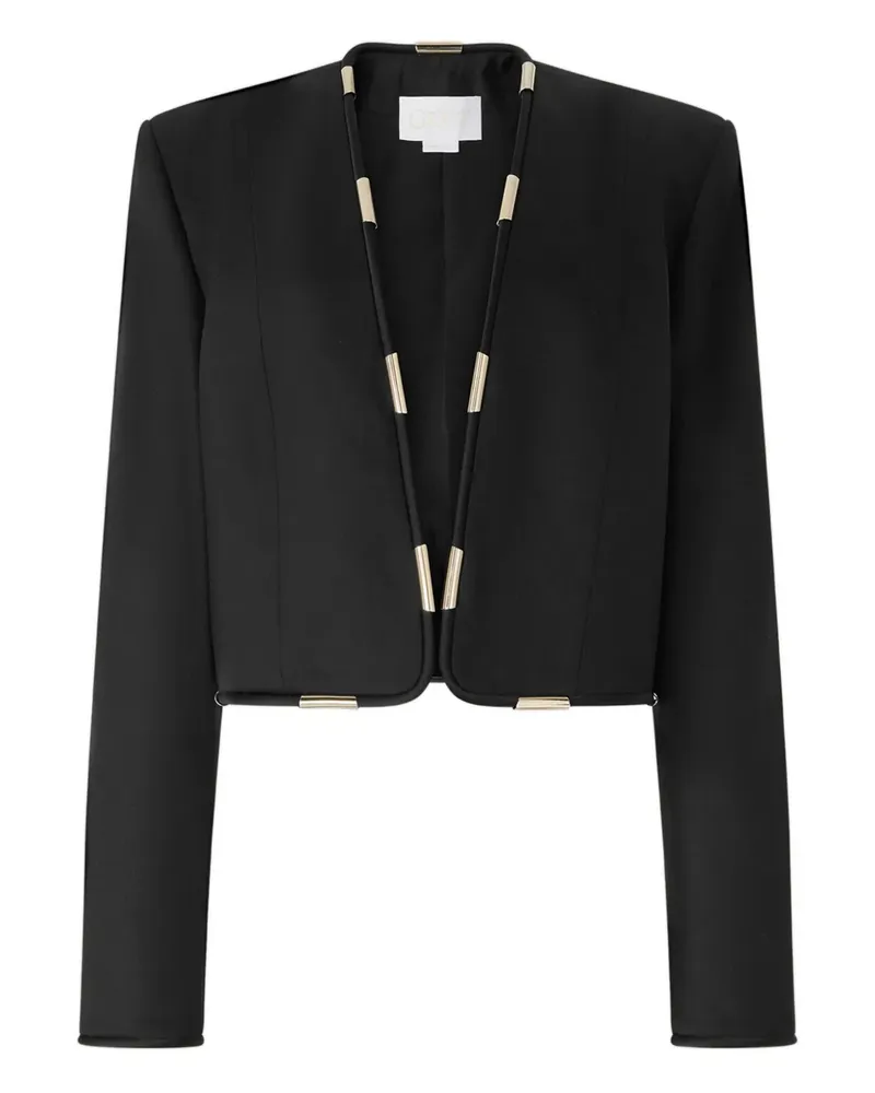 Genny Cropped-Jacke mit Rundhalsausschnitt - Schwarz Schwarz
