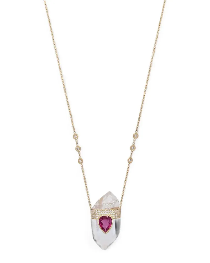 Jacquie Aiche tear quartz and tourmaline necklace - Gold Gold