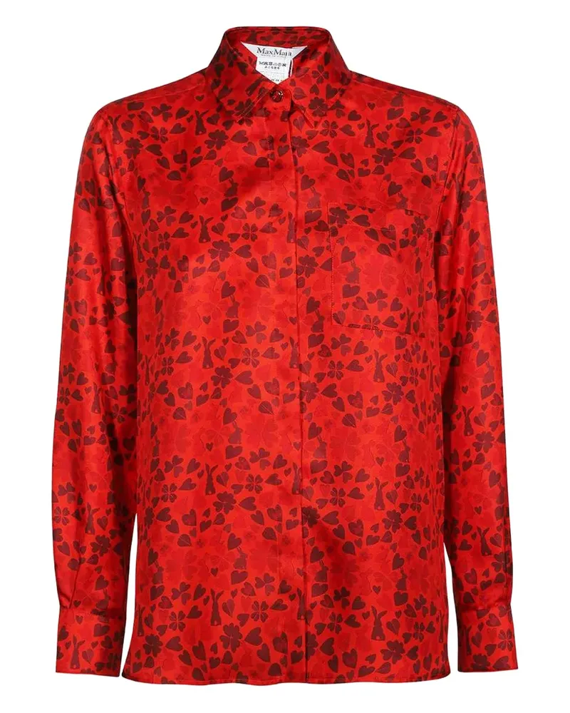 Max Mara Hemd mit Herz-Print - Rot Rot