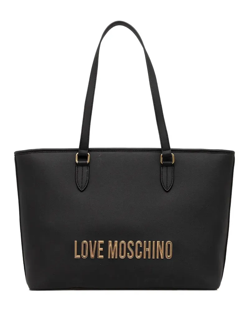 Moschino Mittelgroße Tote Bag mit Logo-Schild - Schwarz Schwarz