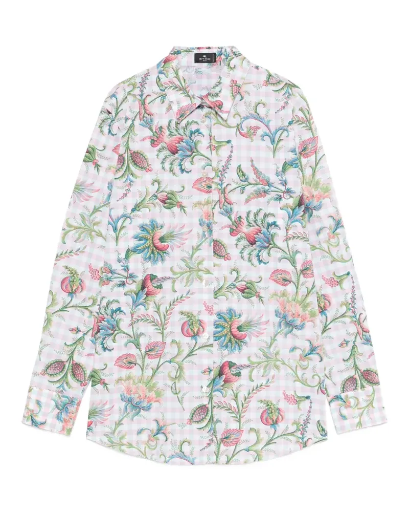 Etro floral checked shirt - Rosa Rosa
