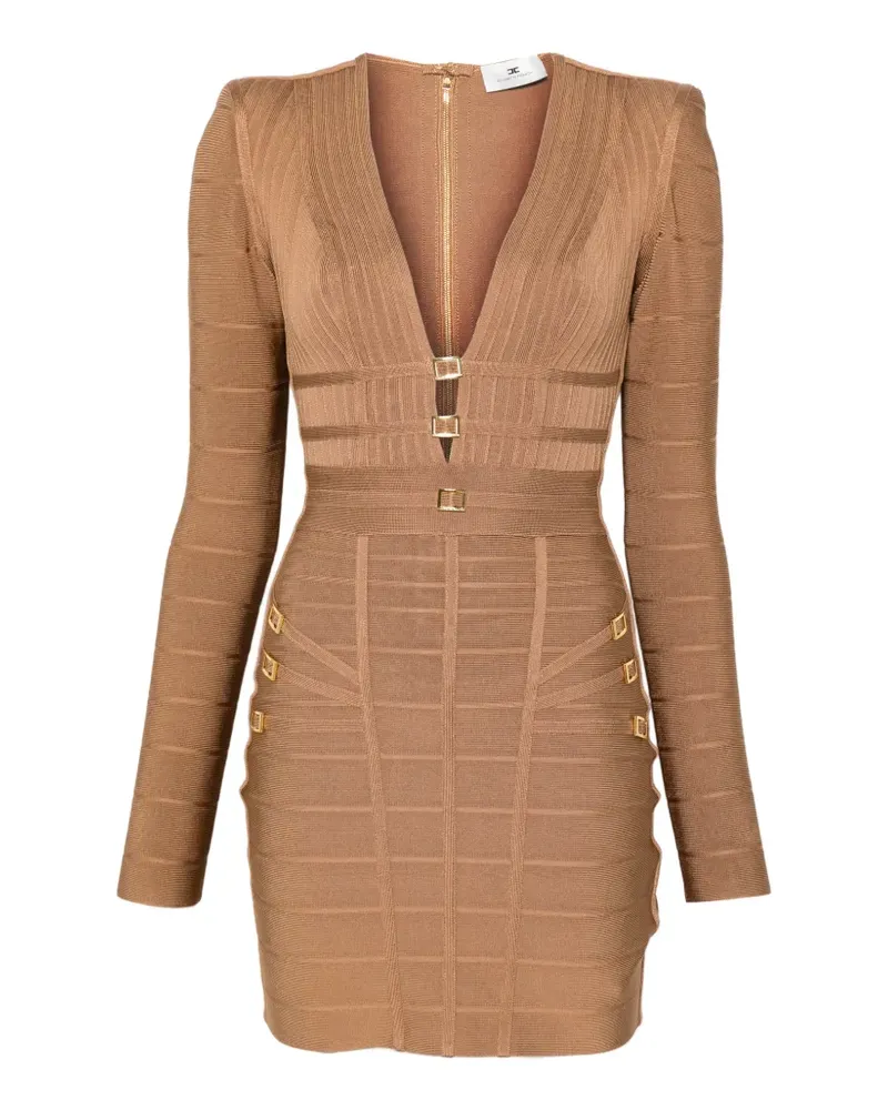 Elisabetta Franchi V-neck mini dress - Braun Braun