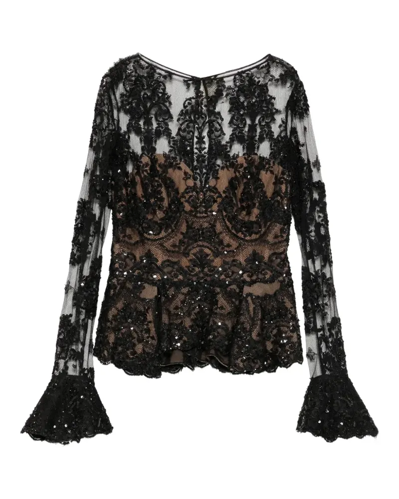 Zuhair Murad Oberteil mit Spitze und Schößchen - Schwarz Schwarz