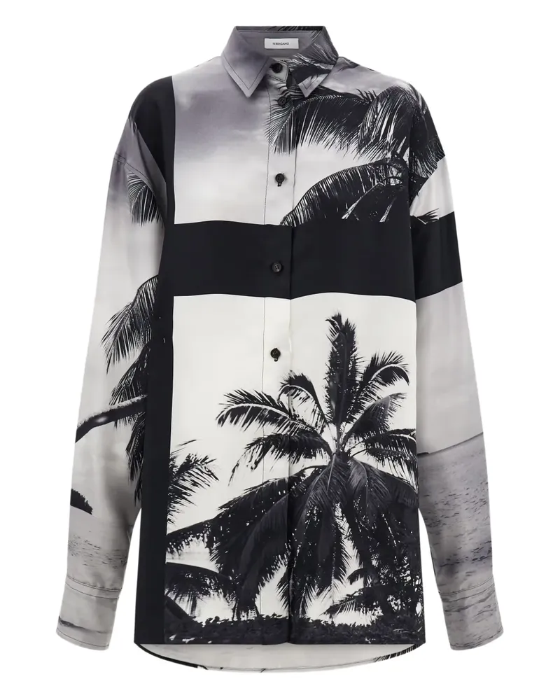 Ferragamo Hemd mit Palmen-Print - Grau Grau