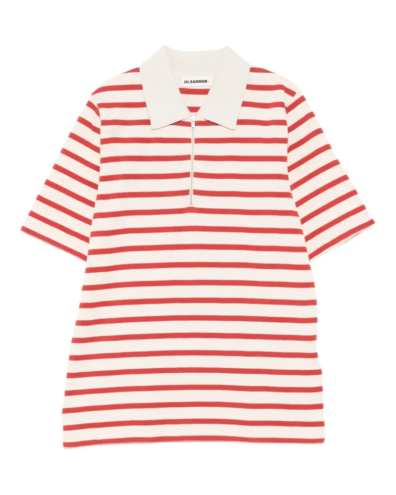 Jil Sander Gestreiftes Poloshirt mit Reißverschluss - Nude Nude