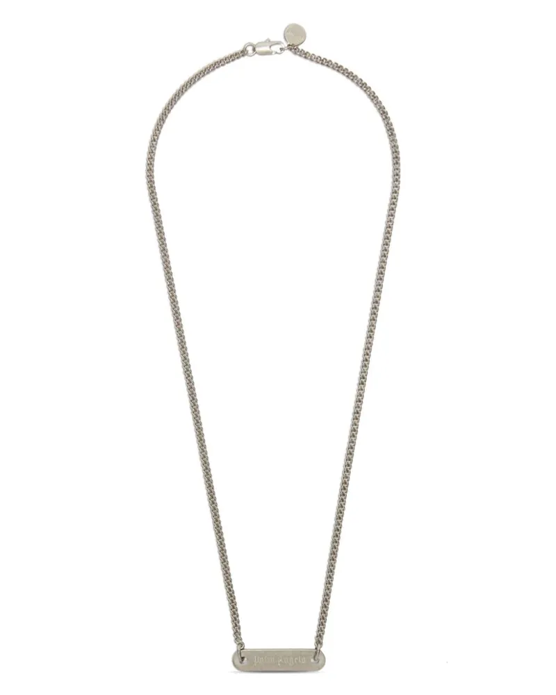 Palm Angels Halskette mit graviertem Logo-Anhänger - Silber Silber