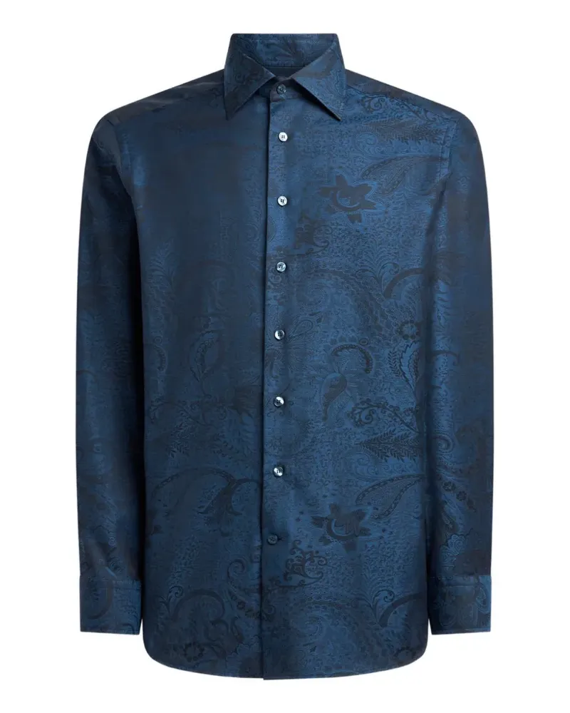Etro Jacquard-Hemd mit Paisley-Blattmotiv - Blau Blau