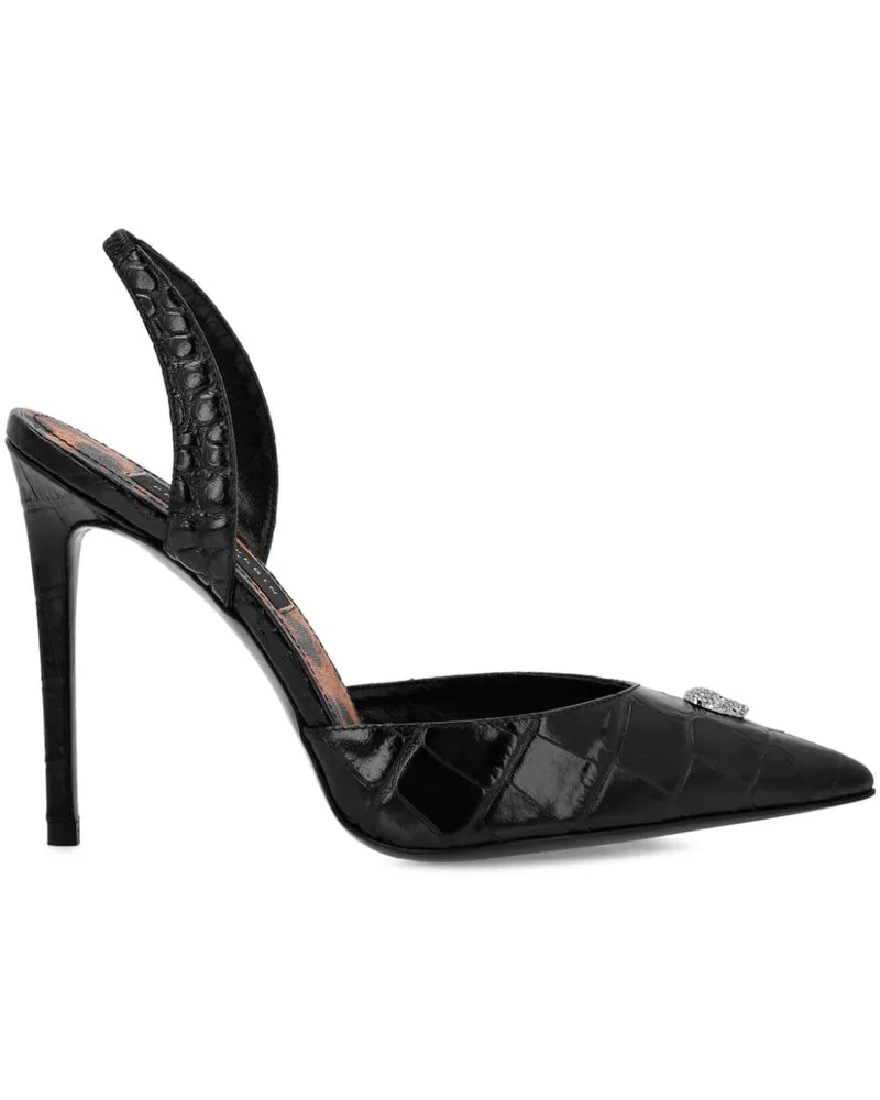 Philipp Plein Slingback-Pumps mit Kroko-Effekt - Schwarz Schwarz