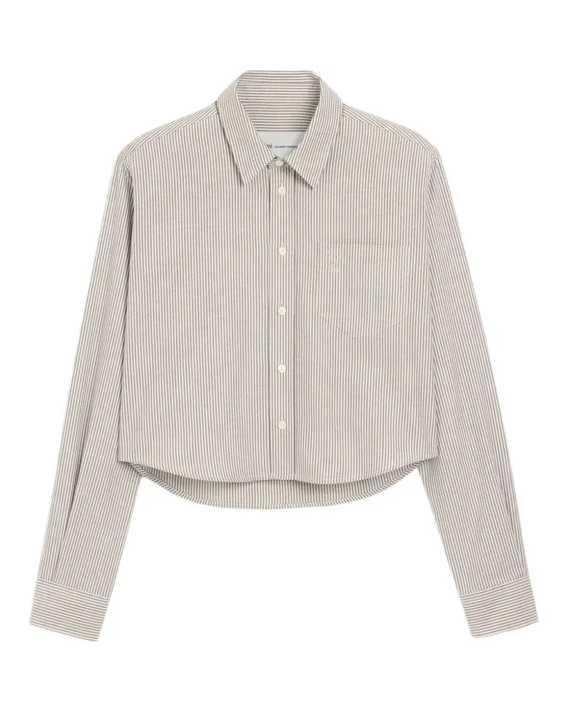 AMI Paris cropped striped cotton shirt with embossed Ami de Coeur - Nude Nude