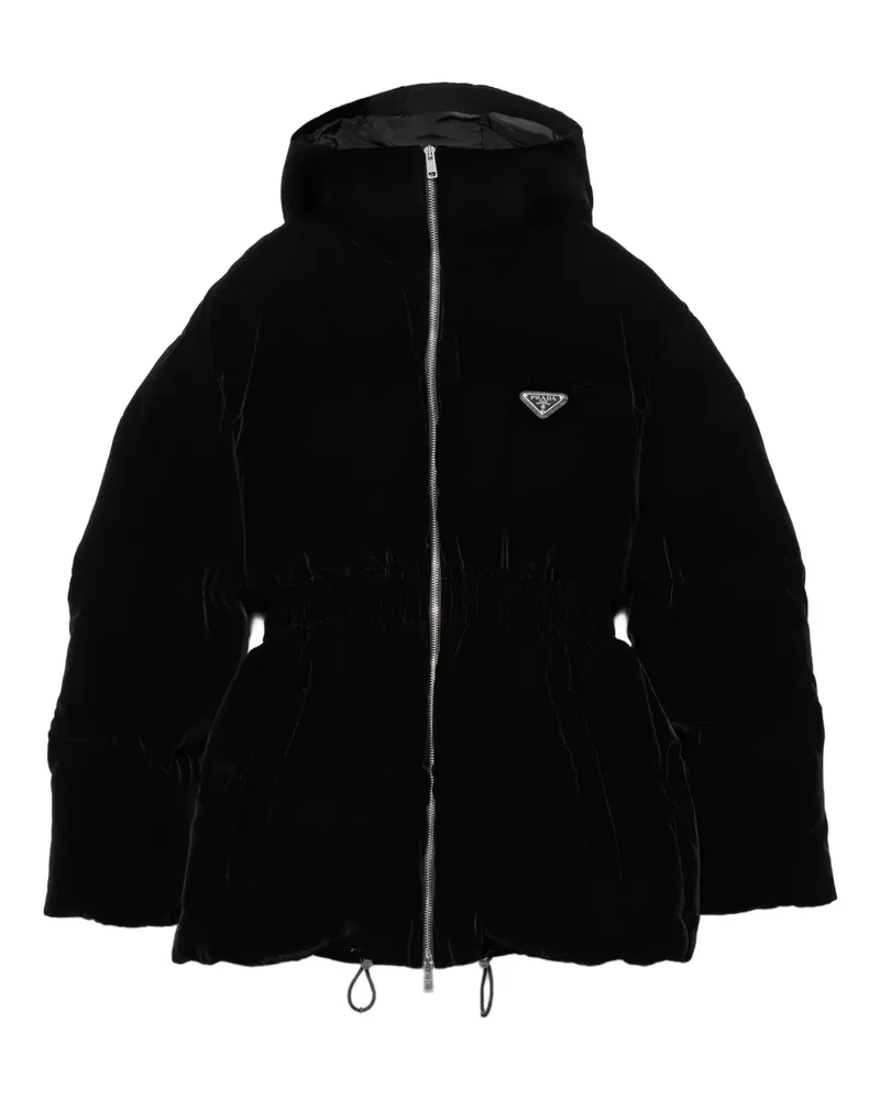 Prada Daunenjacke in Samtoptik - Schwarz Schwarz