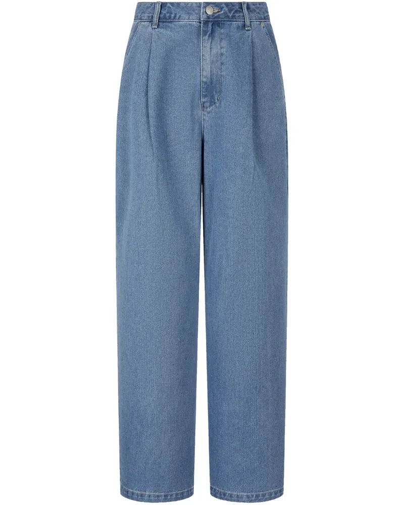 STUDIO TOMBOY Weite Jeans mit Faltendetail - Blau Blau