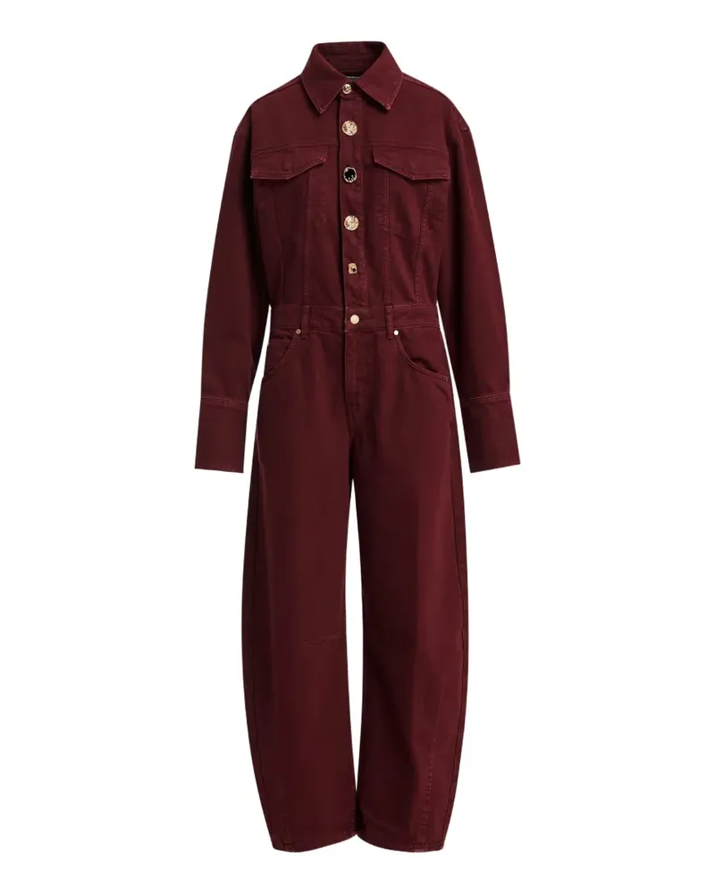 Essentiel Jumpsuit mit Schmuckknöpfen im Barrel-Leg-Design - Rot Rot
