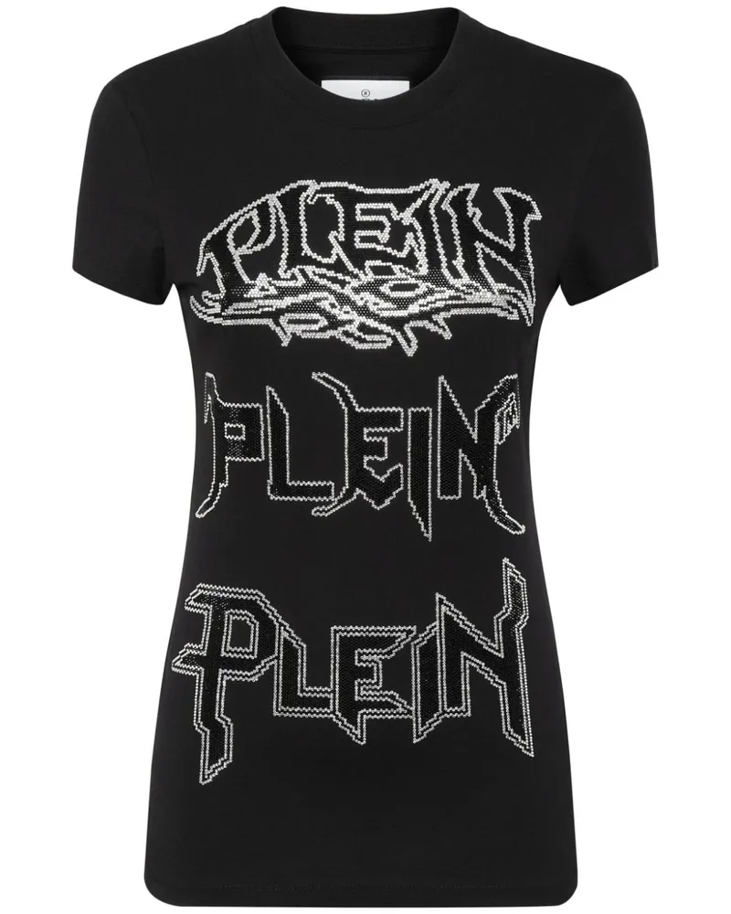 Philipp Plein T-Shirt mit Logo-Verzierung - Schwarz Schwarz