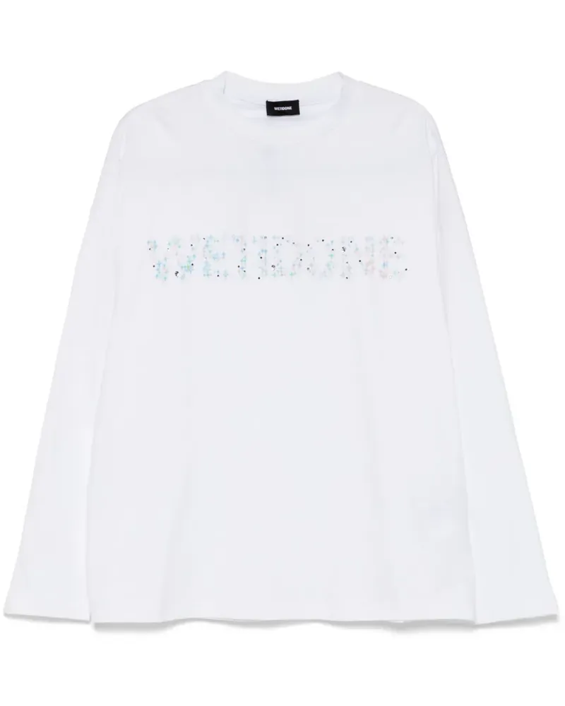 WE 11 DONE T-Shirt mit Glitter-Logo - Weiß Weiß