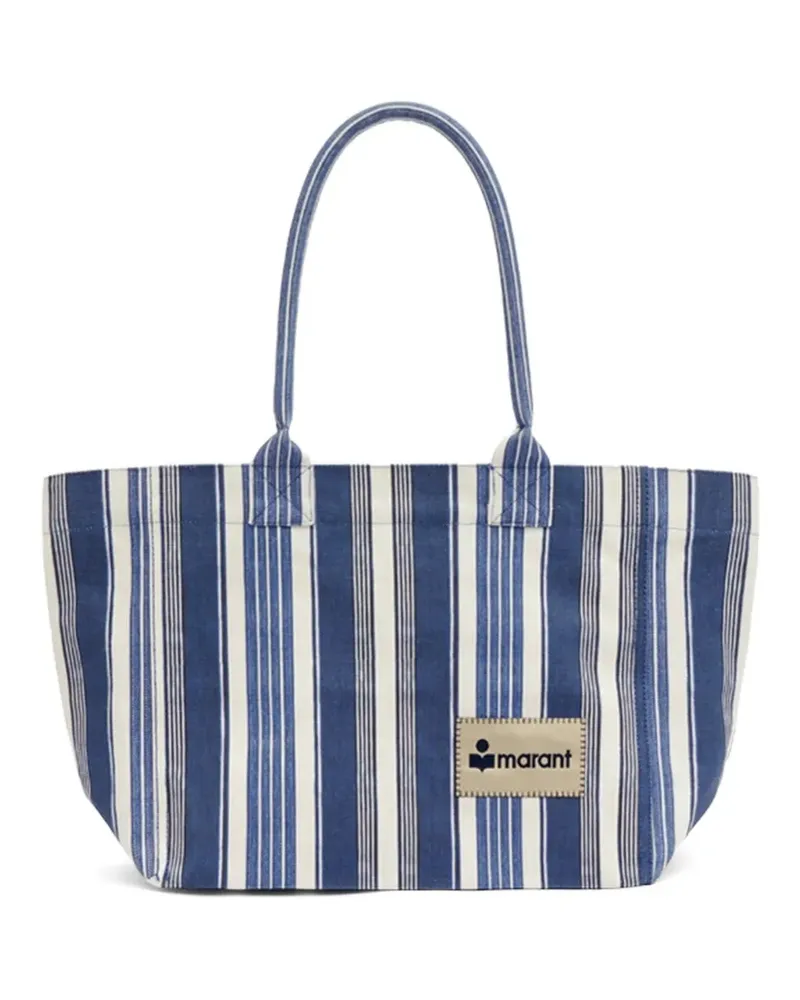 Isabel Marant small Yenky striped zipped tote bag - Blau Blau