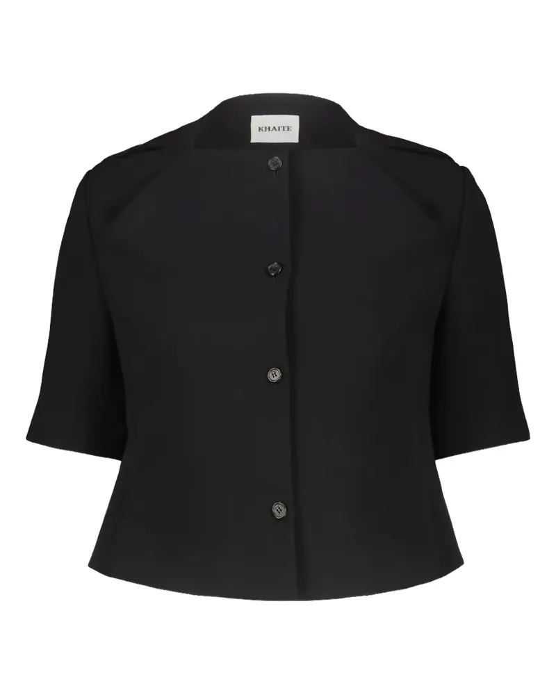 KHAITE Franc folded-neckline peplum jacket - Schwarz Schwarz