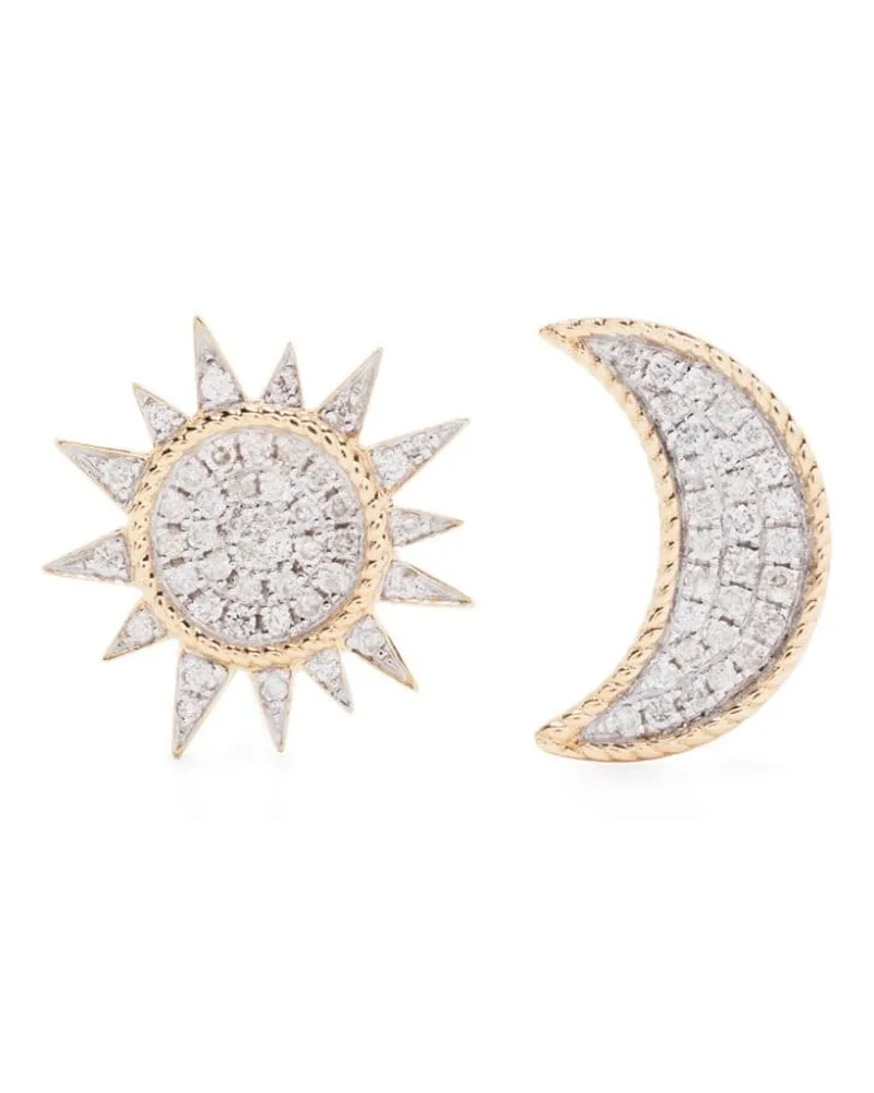 Yvonne Léon 18kt Soleil & Lune Gelbgoldohrstecker mit Diamanten Gold