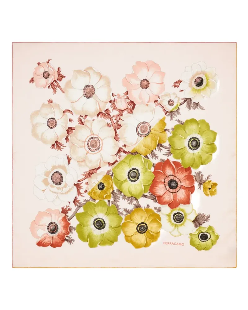 Ferragamo Seidenschal mit Anemonen-Print - Rosa Rosa