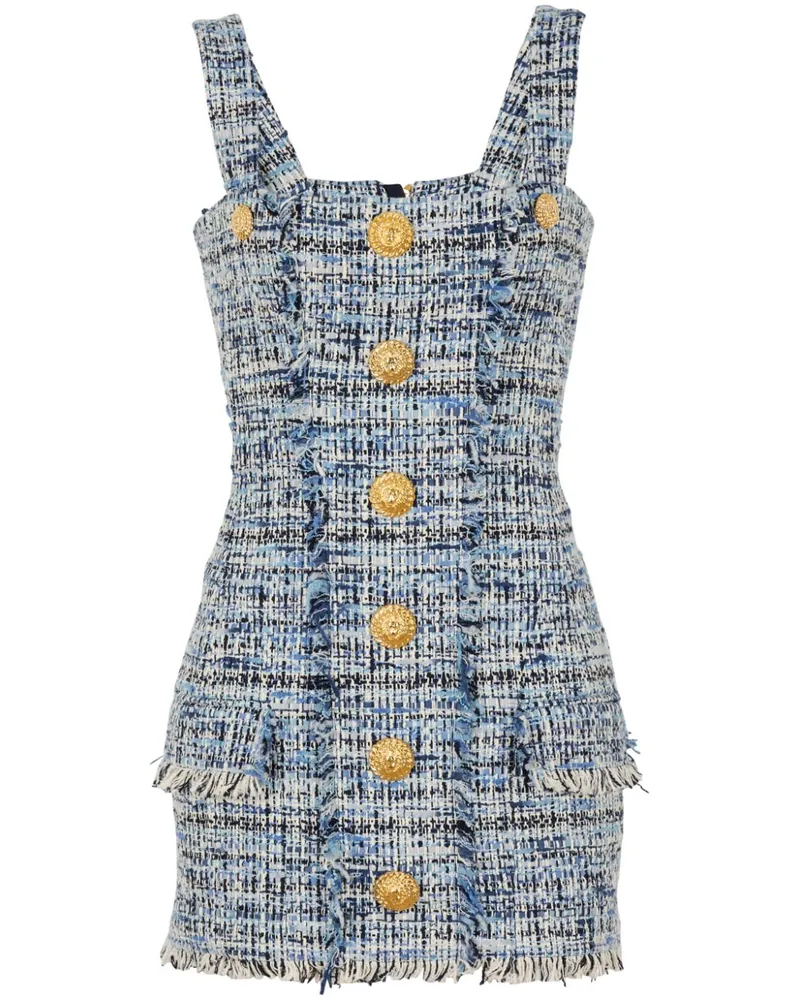 Balmain Minikleid aus Tweed - Blau Blau
