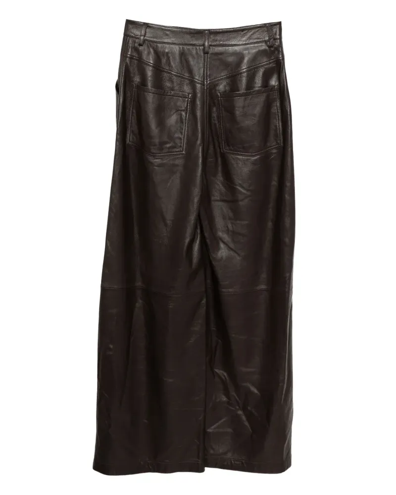 Yves Salomon Lederhose mit geradem Bein - Braun Braun