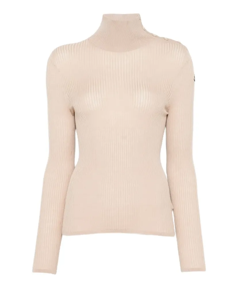 Moncler ribbed-knit button-fastening sweater - Nude Nude