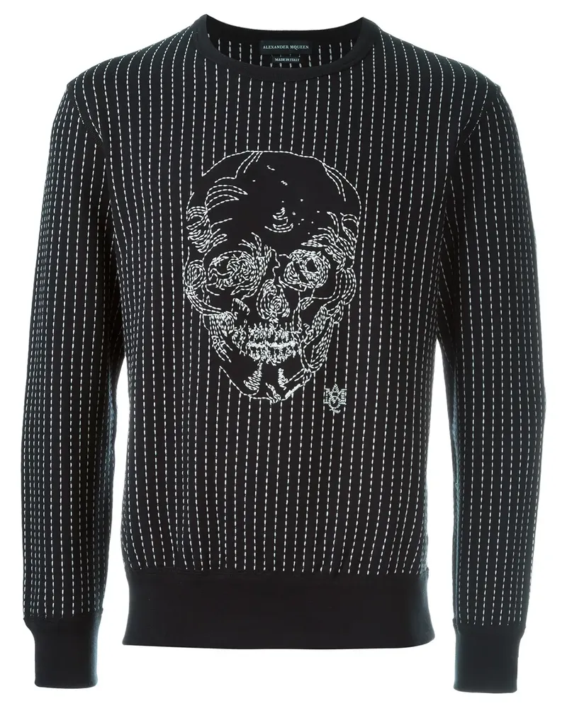 Alexander McQueen Sweatshirt mit großer Totenkopf-Stickerei - Schwarz Schwarz