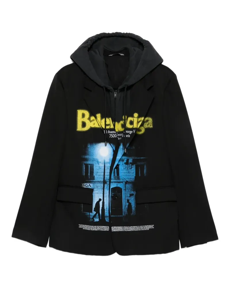 Balenciaga graphic-print layered jacket - Grau Grau