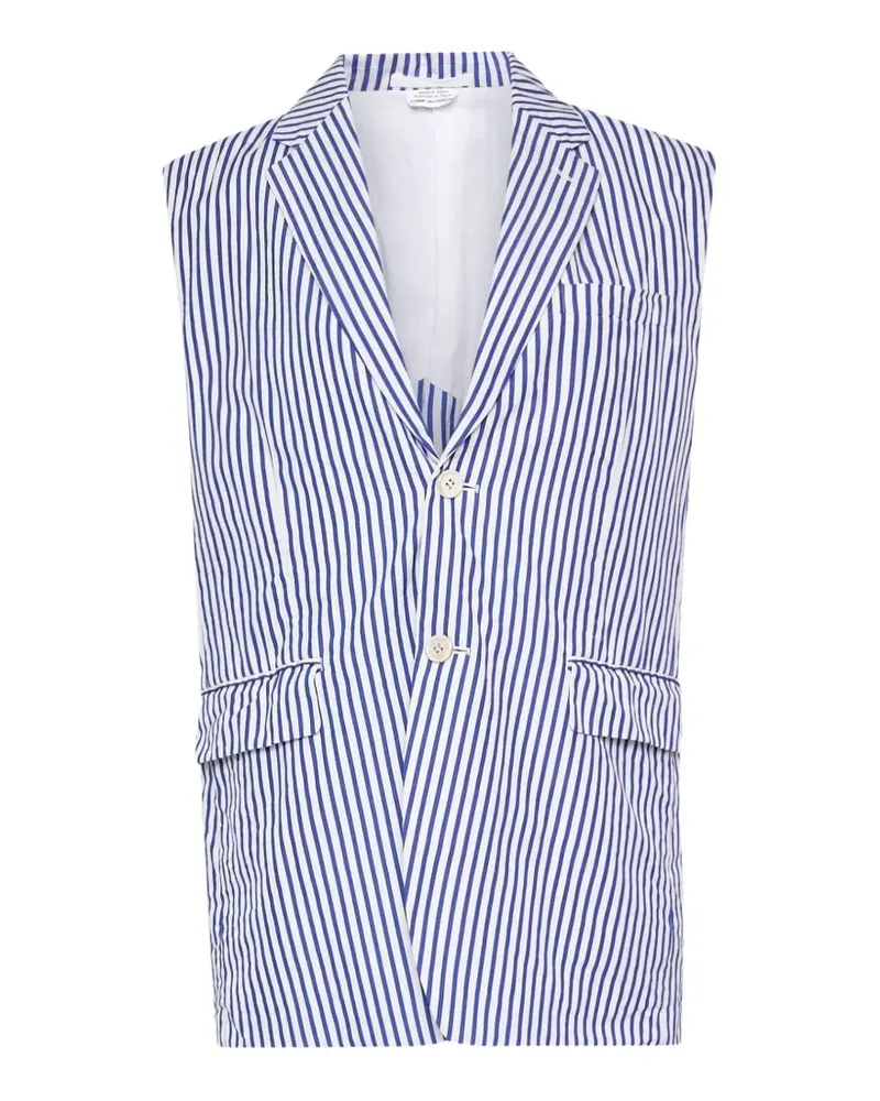 Comme des Garçons stripe-pattern sleeveless jacket - Blau Blau