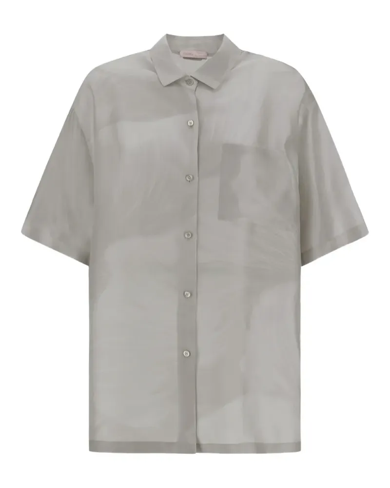 Herno Resort Seidenhemd mit Blumenprint - Grau Grau