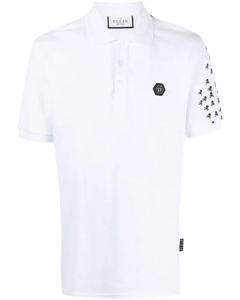 Philipp Plein Skull and Bones Poloshirt - Weiß Weiß