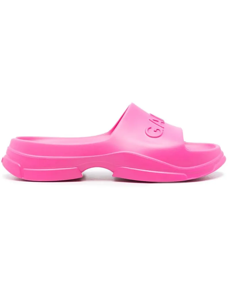 Ganni Pantoletten mit Logo-Prägung - Rosa Rosa