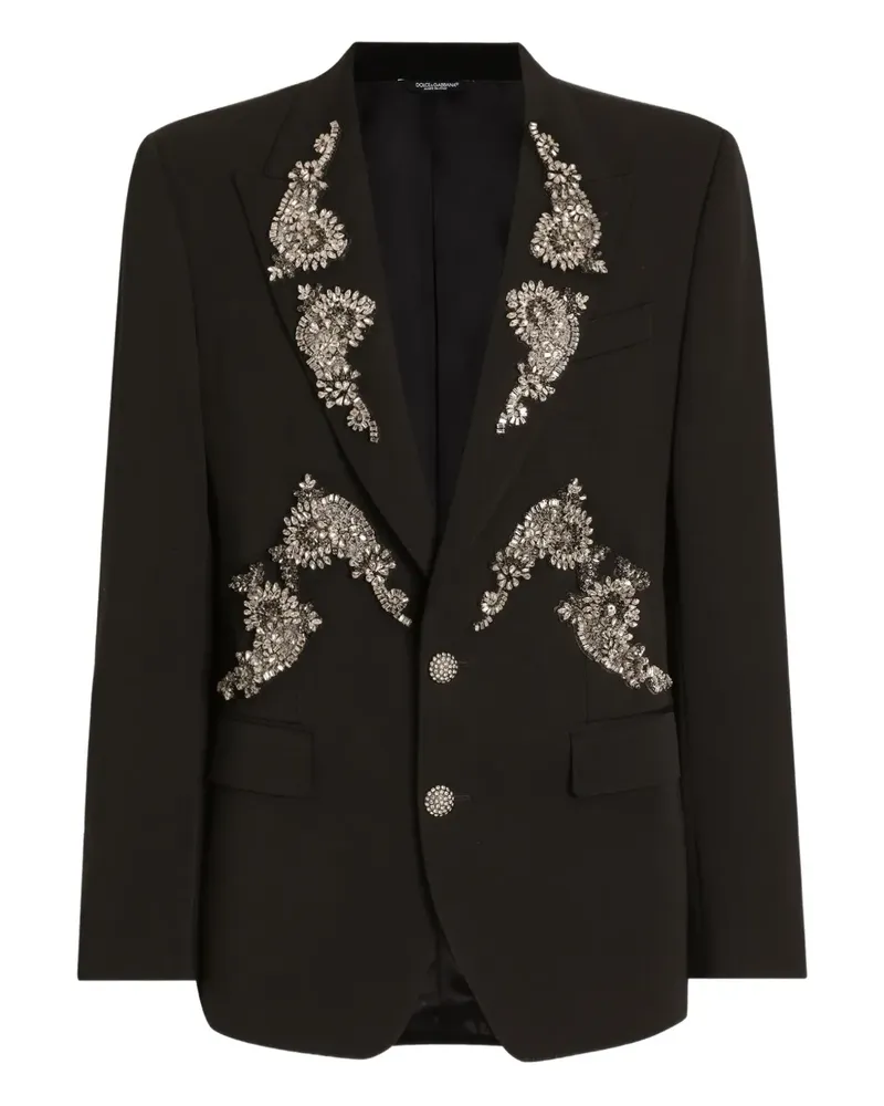 Dolce & Gabbana Einreihiger Mantel mit Verzierung - Schwarz Schwarz