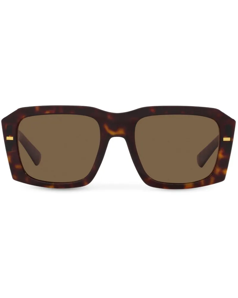 Dolce & Gabbana Eckige Sonnenbrille in Schildpattoptik - Braun Braun