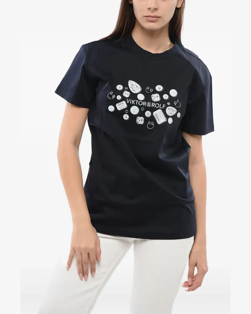 Viktor & Rolf piercing-detail graphic-print T-shirt - Schwarz Schwarz