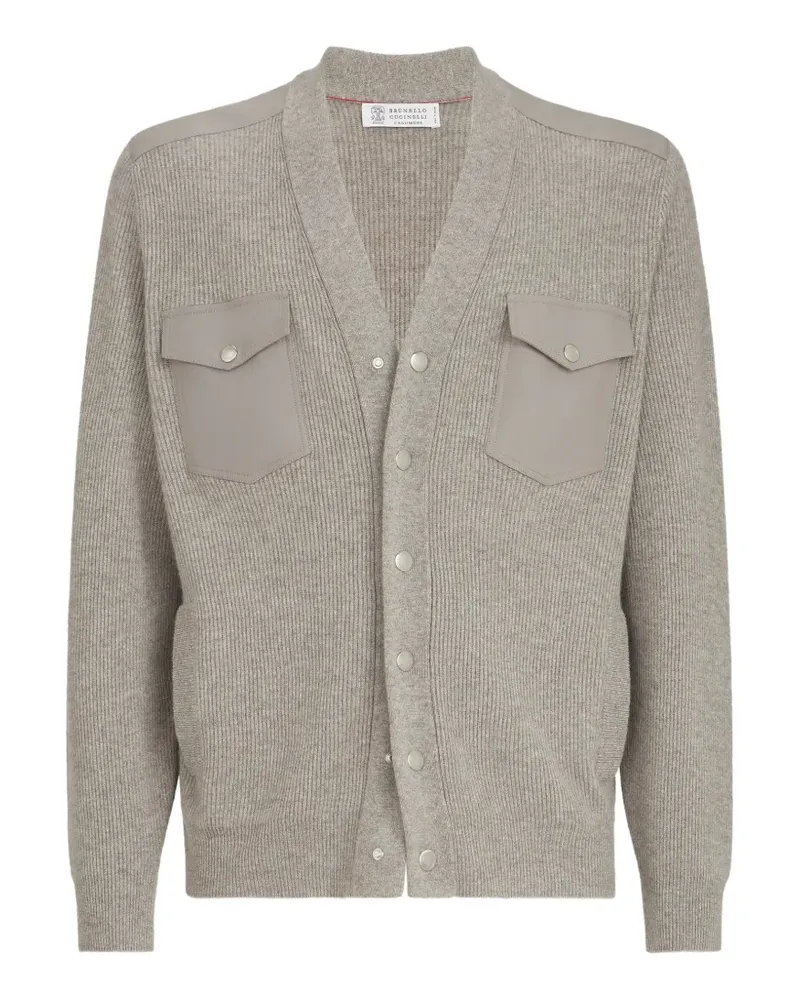 Brunello Cucinelli Cardigan aus Kaschmir mit Brusttaschen und Druckknöpfen - Grau Grau