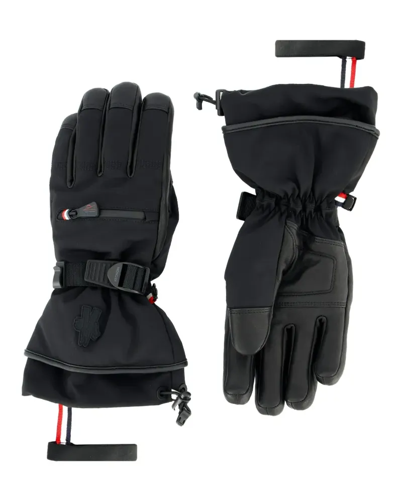 Moncler Handschuhe mit Lederbesatz - Schwarz Schwarz