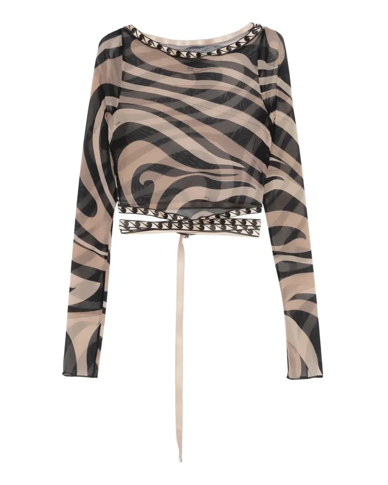 Emilio Pucci Marmo-print long-sleeved top - Schwarz Schwarz
