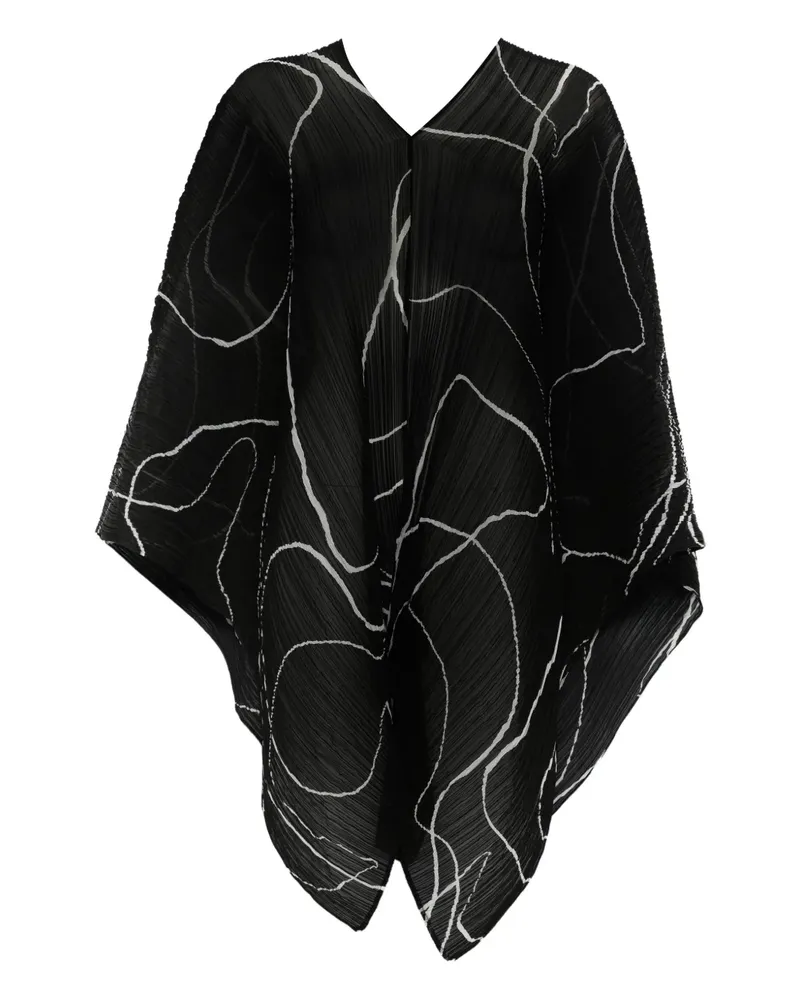 Issey Miyake Seidenbluse mit abstraktem Print - Schwarz Schwarz