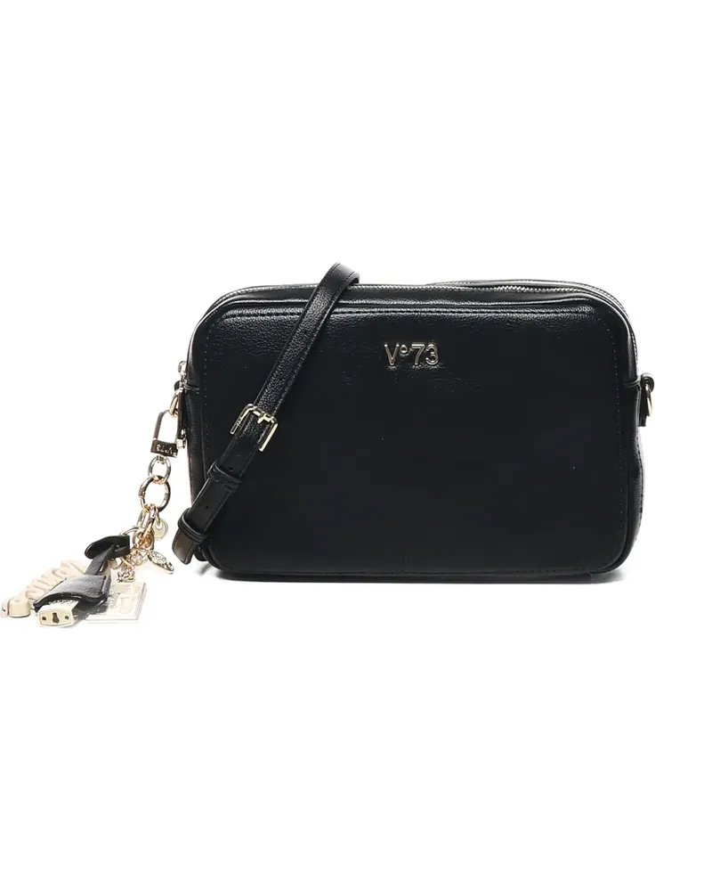 V°73 Schultertasche mit doppeltem Reißverschluss - Schwarz Schwarz