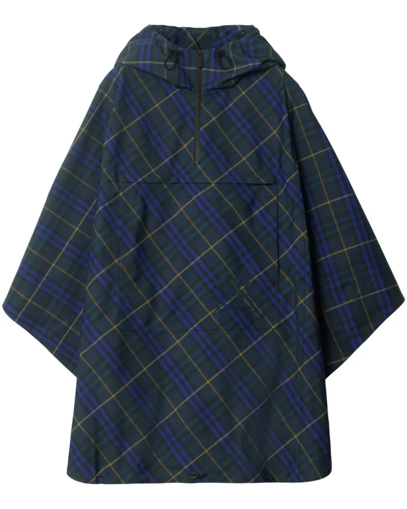 Burberry Packaway Check Cape - Blau Blau
