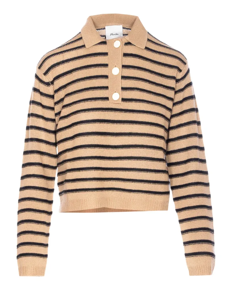 ALLUDE Gestreiftes Poloshirt - Braun Braun