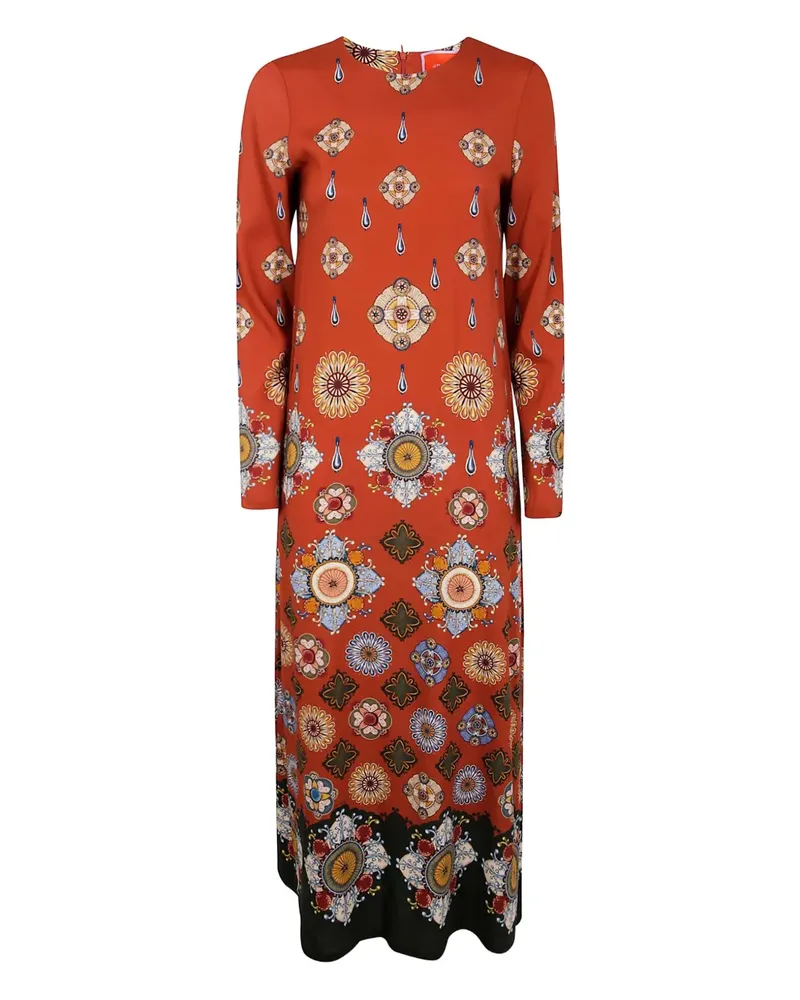 La DoubleJ floral-print long-sleeve dress - Orange Orange