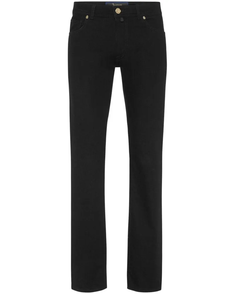 Billionaire Gerade Five-Pocket-Jeans mit Logo-Patch - Schwarz Schwarz