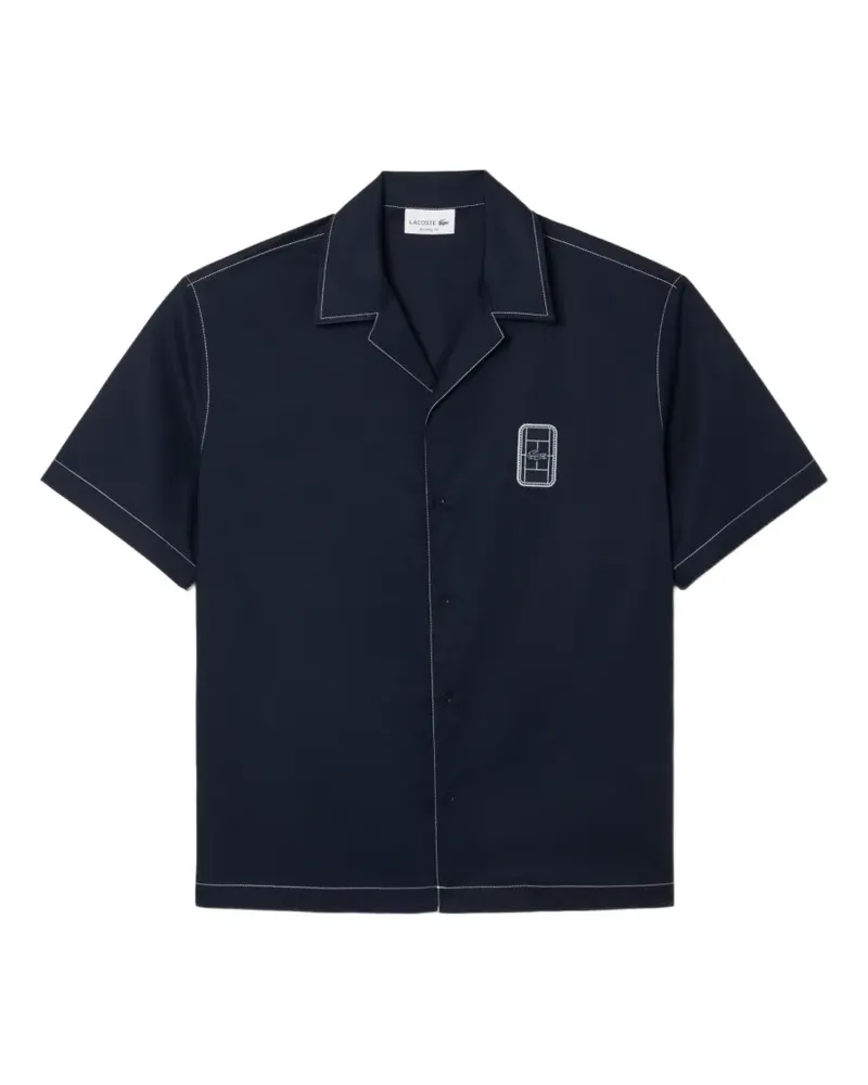 Lacoste Logo-Patch-Hemd mit Kontrastnähten - Blau Blau