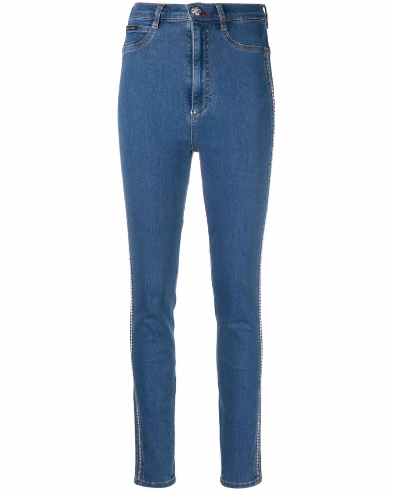 Philipp Plein Jeggings mit Kristallen - Blau Blau