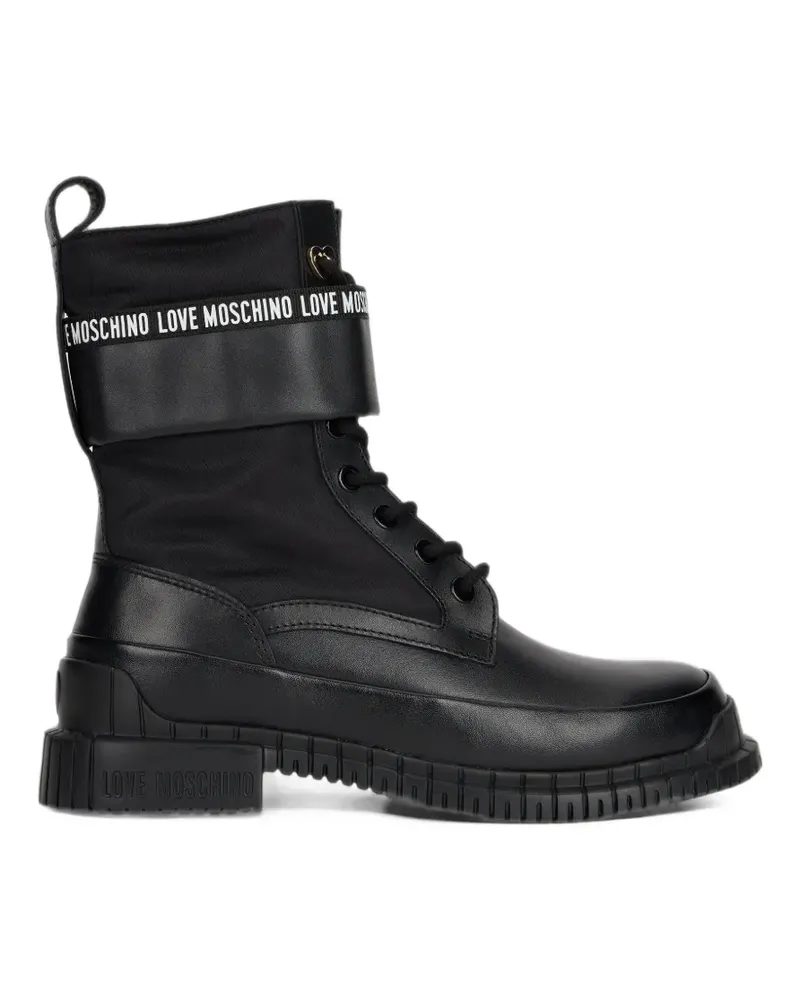 Moschino logo-print lace-up ankle boots - Schwarz Schwarz