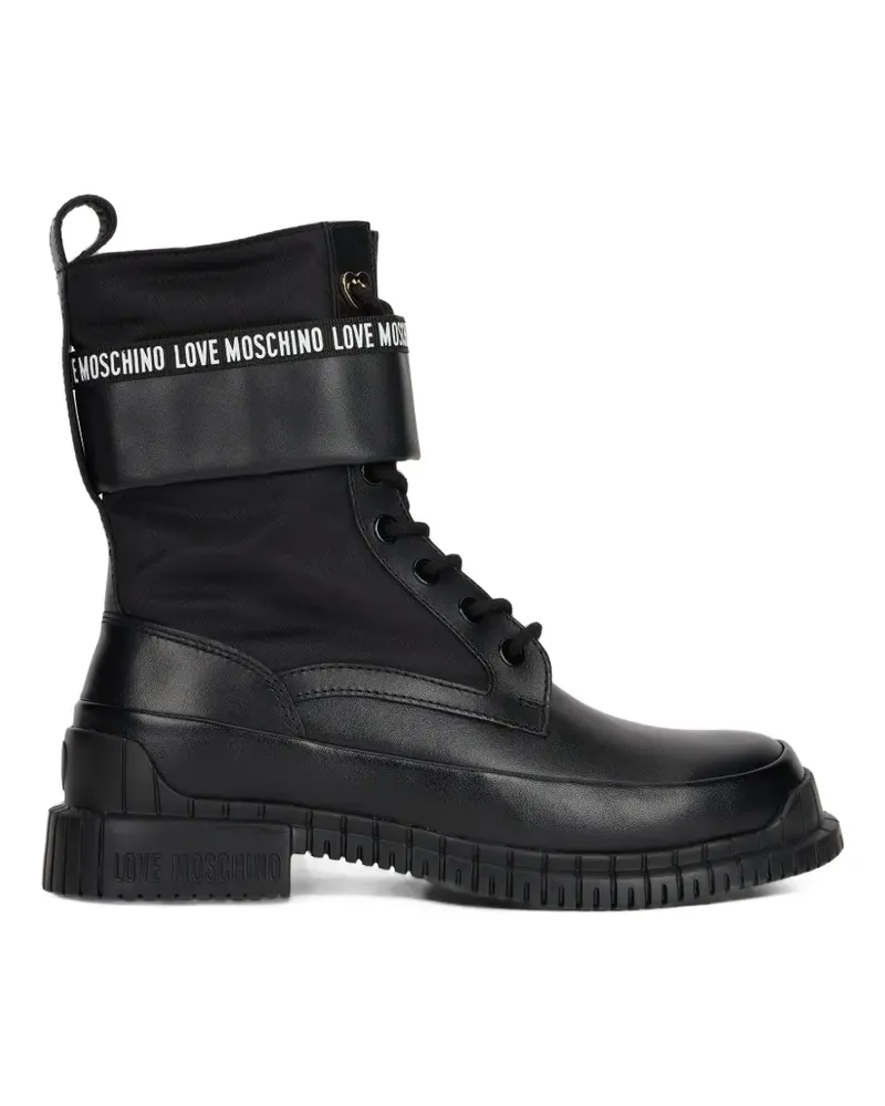 Moschino Schnürstiefel mit Logo-Print - Schwarz Schwarz